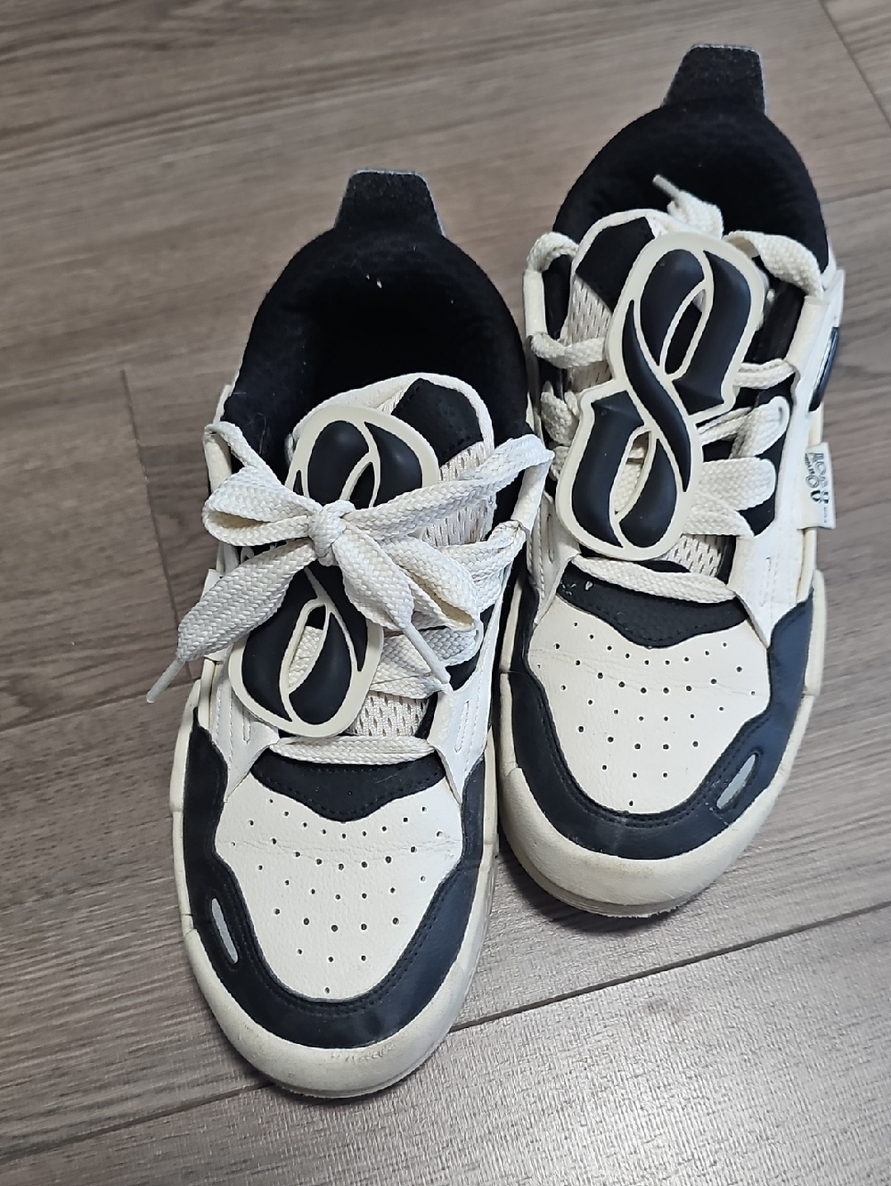 Cream and Black Athletic Sneakers